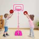 Toddler Basketball Hoop for Girls Pink Basketball Goals Adjustable Height 2.9ft-6.2ft Kids Basketball Hoop Indoor Outdoor Play Outside Backyard Toys for 2 3 4 5 6 Year Old Girl Birthday Gifts