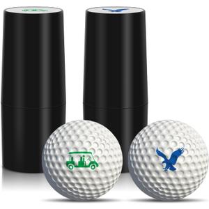 TAOLAVB 2 Pack Professional Golf Ball Stamper, Quick-Dry, Mini Golf Ball Marker with Fun Patterns, Waterproof & Fade-Resistant, Reusable Golf Ball Stamp Suitable for Both Indoor and Outdoor Use (Green1+Blue1)