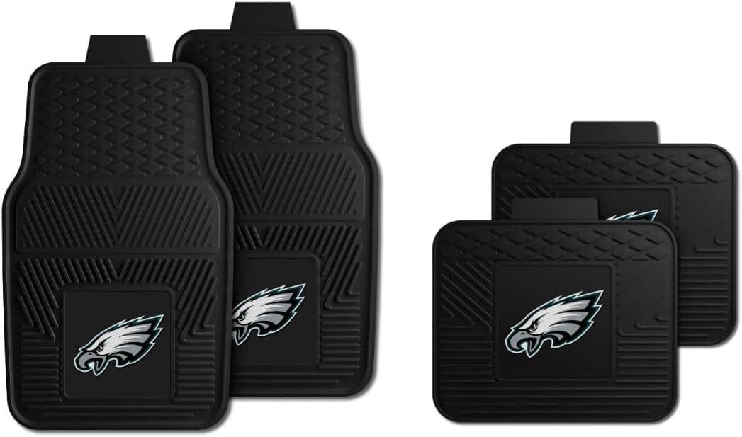 Fanmats Philadelphia Eagles Set of 4 Car Mats for Cars, SUV, Pickups - All Weather Technology Protection, Deep Reservoir design, Universal Fit - 3D NFL Team logo - 29 x 17 Front - 14 x 17 Rear Mat (Philadelphia Eagles)