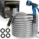 Lefree 50ft Metal Garden Hose - Heavy Duty 304 Stainless Steel Flexible Water Hose, No Kinks & Leak-Proof with Upgraded Handle, 10-Function Spray Nozzle for Balcony, Patio, Small Yard, Car Wash