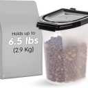 IRIS USA WeatherPro Airtight Pet Food Storage Container, Up to 6.5 lbs, Treat Box for Dog Cat and Bird Food, Keep Fresh, Translucent Body, Easy Clean Up, BPA free, Clear/Black