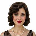 H&Bwig Short 20s Wave Natural Wigs 1920s Hair for Women Daily Costume Party (Middle Brown)