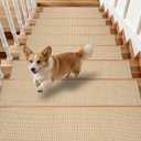 Natural Jute Stair Treads Non Slip Indoor 15PCS Stair Runners for Wooden Steps Peel and Stick Stairs Carpet Treads Staircase Covers Mat Stair Runner Rug for Pets Kids and Elders 8"x30" Beige