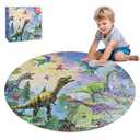 ele ELEOPTION Dinosaur Floor Puzzles for Kids Ages 3-5, 70 Piece Dinosaur Jigsaw Puzzle for Kids Ages 4-8, Round Puzzles, Preschool Learning Educational Toys Gift for Boys Girls