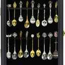 18 Souvenir Tea Spoon Display Case Wall Mount Lockable UV Protection Acrylic Door Wood Display Rack Stand for Spoon Collection (Spoons not Included)