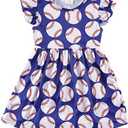 VUMUZU Toddler Girls Twirl Sping Summer Dress Flutter Sleeve Casual Pattern Dresses Summer Apparel, Size 3XL