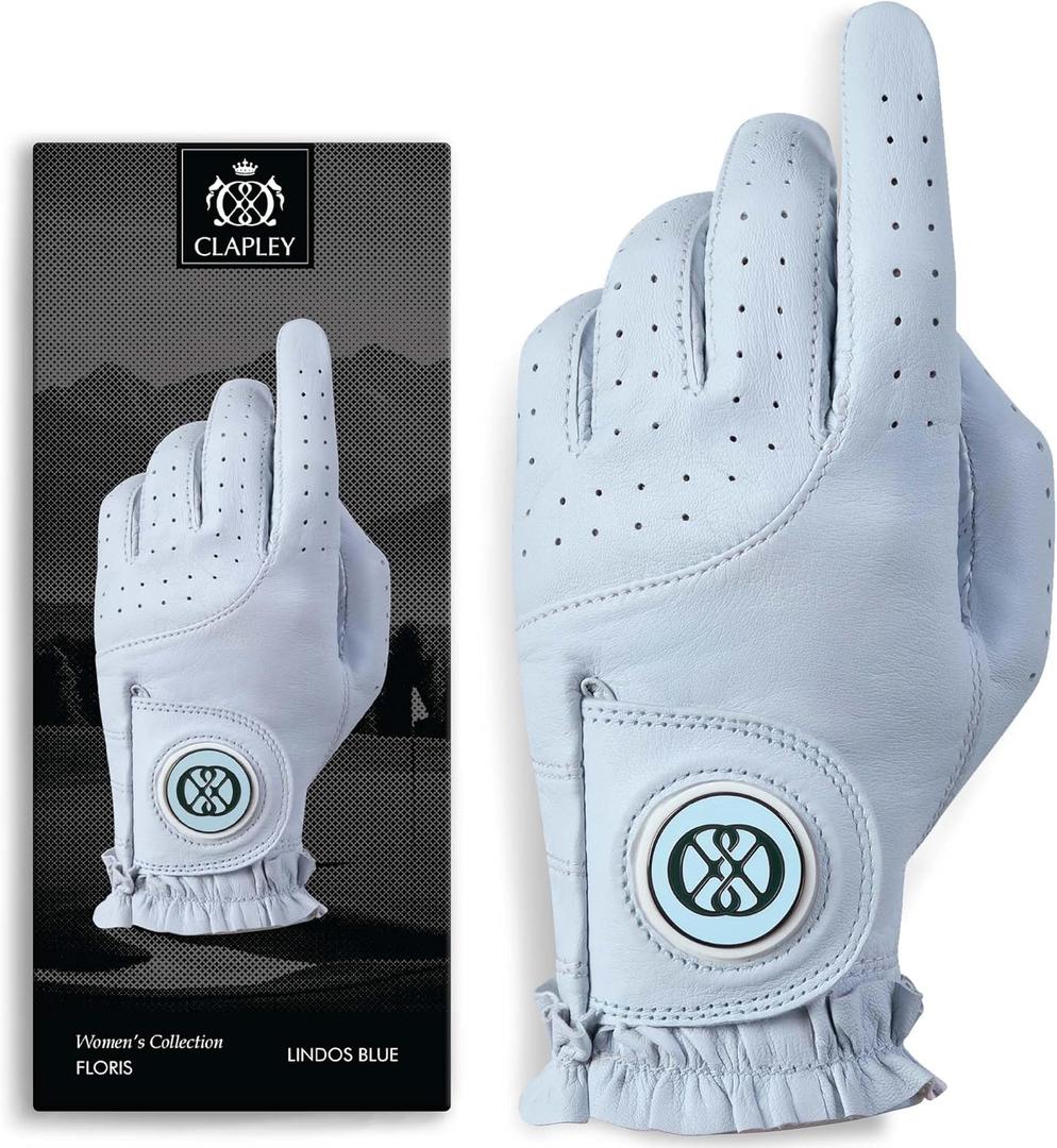 CLAPLEY Women’s Golf Glove – Premium Cabretta Leather with Magnetic Ball Marker, Breathable Design, Good Elasticity, Precious Gift for Golfers, Super Soft Feel, Left and Right Hand, Secure Fit, Small