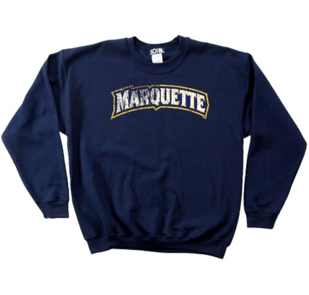 NCAA Marquette Golden Eagles 50/50 Blended 8-Ounce Vintage Arch Crewneck Sweatshirt S