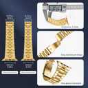 Solid Stainless Steel Band Compatible with Apple Watch 40mm, Bands with Screen Protector for iWatch Series 9/8/7/6/5/4/3/2/1/SE Women and Men (Gold)