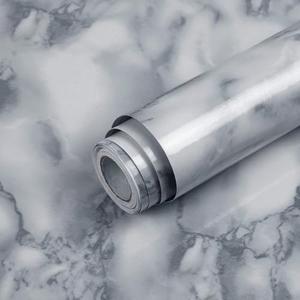 Qianglive White and Gray Marble Contact Paper Glossy Peel and Stick Wallpaper Countertop Furniture Waterpoof Self Adhesive Removable Wall Paper Kitchen Livingroom Bathroom Cabinet 17.5"x80", Set of 2