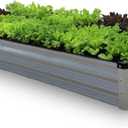 GrowHaus 8x4x1FT Galvanized Raised Garden Bed, Planter Boxes Outdoor Large Metal Garden Beds for Planting Vegetables Flowers Herbs Rectangle Silver