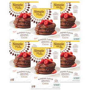 Simple Mills Cocoa Pancake and Waffle Mix, Just add Water, Gluten Free, Paleo Friendly, Breakfast, 10 oz (6 pack)