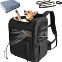 Dog Carrier Backpack for Small Dogs  Breathable and Comfortable Pet Travel Bag with, Safety Buckle and Adjustable Straps, Ideal for Hiking and Outdoor Adventures, Elevated Pad, Black