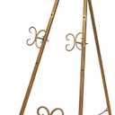 Deco 79 Metal Scroll Large Free Standing Adjustable Display Stand Easel with Chain Support, 22" x 21" x 46", Gold