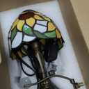 Tiffany Style Table Lamp,Sunflower Stained Glass Lamp,6 Inch Small Antique Bedside Lamp, for Bedroom Living Room Home,Included Dimmable LED Bulb 8W