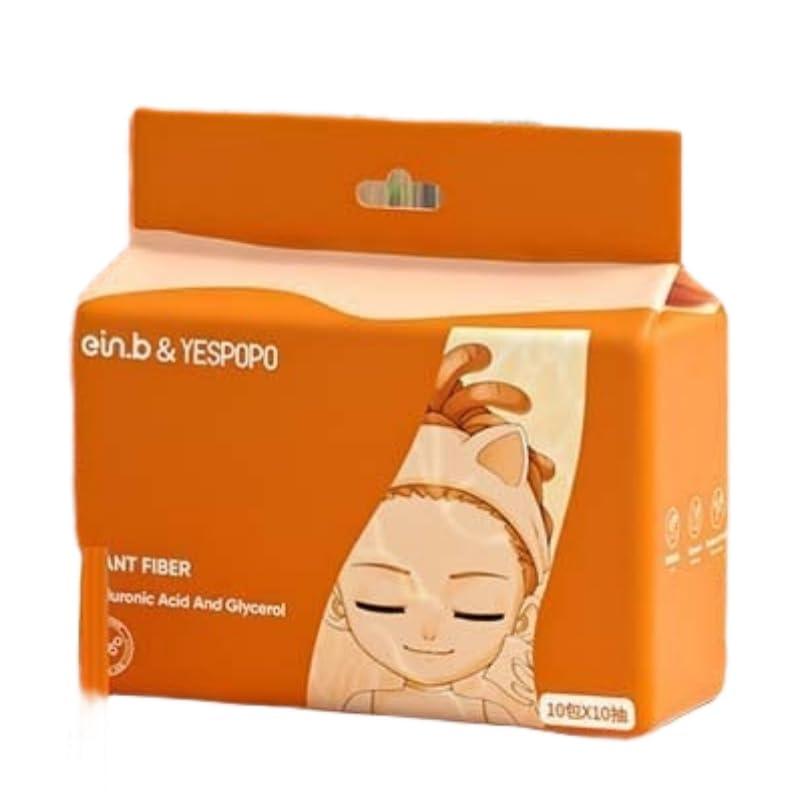 Ein.b&YESPOPO Disposable Face Towels for Adults, 100% Cotton, Soft and Absorbent, 10 Pack/Box, 8 x 8 Inches BB Date 2024/11/25 (100)