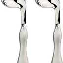 Adaptive Utensils 2pcs Curved Spoon Set Right Handed Angled Spoons Cutlery Utensil Stainless Steel Eating Silverware for Hand Tremors, Arthritis, Parkinson's or Elderly Use