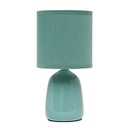 Simple Designs LT1134-SEA 10.04" Tall Traditional Ceramic Thimble Base Bedside Table Desk Lamp w Matching Fabric Shade for Home Decor, Nightstand, Bedroom, Living Room, Entryway, Office, Seafoam