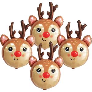 4 x Deer Balloon Christmas Balloons Decorations Reindeer Foil Balloons for Deer Themed Hunting Party Birthday Party Supplies 4 Pcs