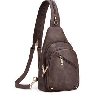 SYTRAH Anti Theft Sling Bag for Women, RFID Crossbody Purses Convertible Sling Backpack, Cross Body Purse Chest Bag for Travel Daily Use Coffee Brown