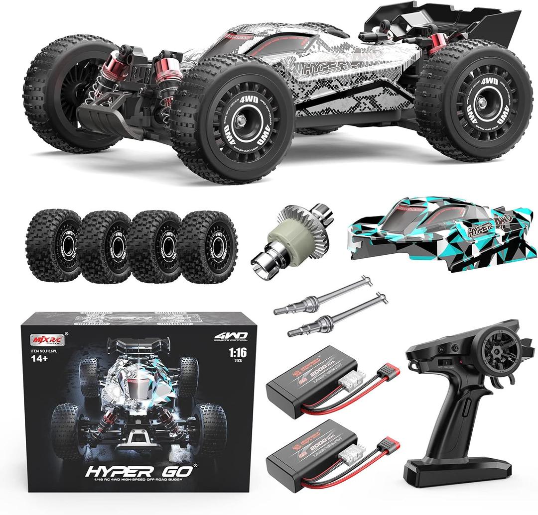 HYPER GO H16PL 1/16 RTR Fast Brushless RC Buggy for Adults, Max 38 mph RC Truck, 4WD High Speed Racing Car with 2S 2000 mAh Battery for RC Basher
