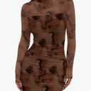 WIHOLL Women's Mesh Sheer Long Sleeve Ruched Mini Dress Sexy Bodycon Mock Neck Cocktail Party Club Dresses 2025, 

Size XL