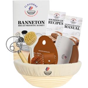 Banneton Bread Proofing Basket with Liner – Natural Rattan Dough Riser with Sourdough Baking Accessories, Artisan Bread Loaves, Homemade Bread Making - 9” Round Sourdough Starter Kit