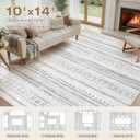 kakania 10x14 Washable Area Rug: Non Slip Soft Thin Carpet, Boho Geometric Modern Decor, Easy Clean Indoor Floor Large Rugs for Living Room Bedroom Kids Dorm Office Dining - Grey