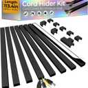 113.4in Cord Hider Kit, Cord Covers for 2-4 Wires on Wall, Self-Adhesive Cable Hider Wire Covers for Cords on Wall, Easy Set-up Cord Hider for Walls Mount Tv, Cable Cover Raceway, W0.95 H0.55in, Black