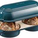 Enameled Cast Iron Bread Loaf Pan with Lid,Double Sourdough Baking Pan-Teal