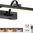 Battery Powered Picture Light with Remote and Timer,Full Metal Art Light with Swing Arm,12 Inch Dimmable,3CCT in One, Rechargeable Wall Lights for Display, Artwork, Canvas,Hallway (Black)