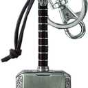 Marvel Comics Avengers Thor's Hammer Pewter Keychain Key Ring With Clip