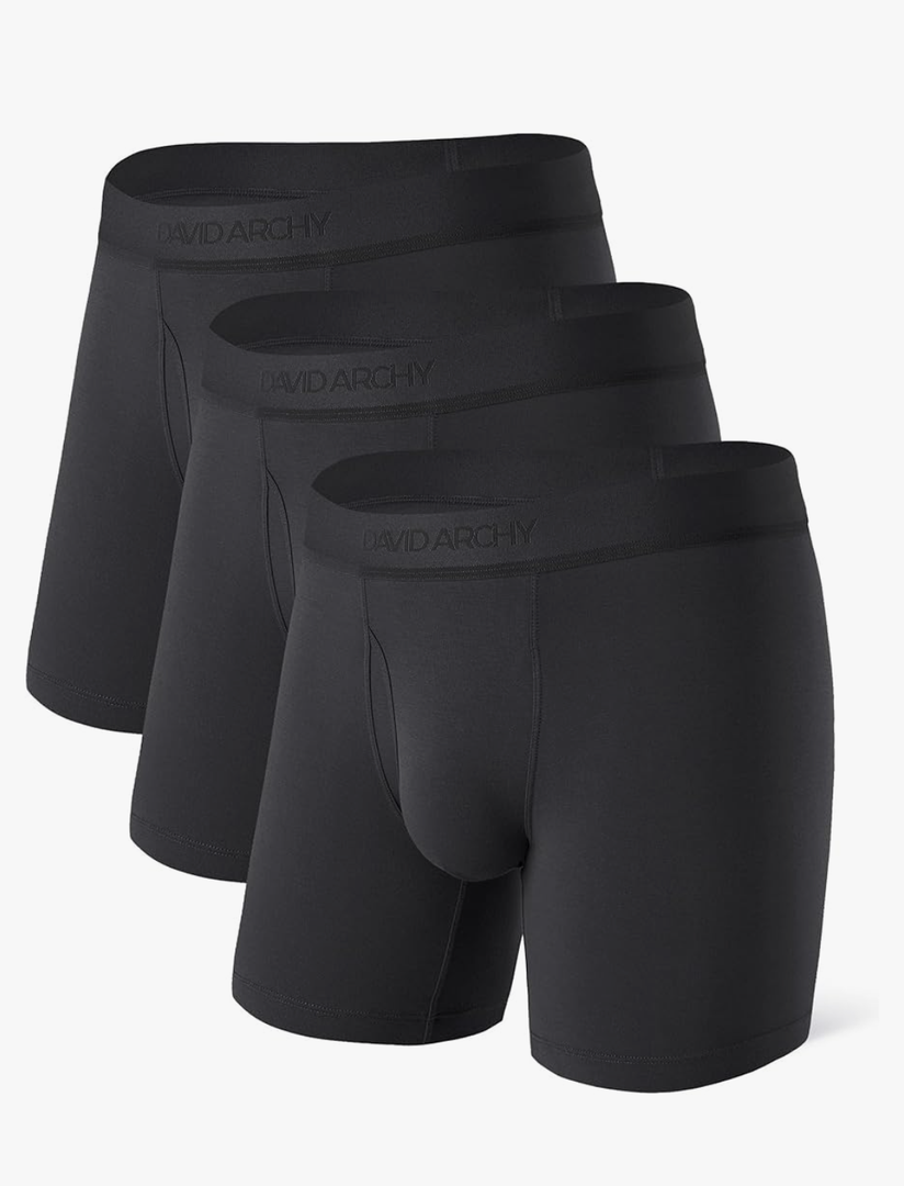 DAVID ARCHY Mens Underwear Boxer Briefs Ultra-Soft Micro Modal Breathable Comfortable with Fly Boxer Briefs for Men 3 Pack Large