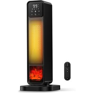 2026 New Space Heater, 1500W Portable Heater with Remote, Quiet Heating Electric Heater for Indoor, PTC Ceramic Fast and Safety Heat, 75 Oscillation & 12H Timer, for Home Bedroom Office