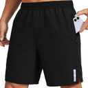 COOFANDY Men's Athletic Running Shorts Quick Dry 7" Workout Gym Short Lightweight Active Sport Short for Tennis Hiking (Black, XL)