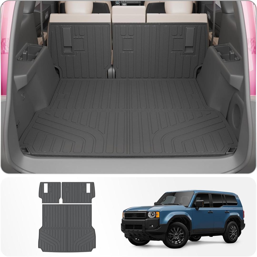 Trunk Mat Compatible with 2024 2025 Toyota Land Cruiser/Lexus GX550 Overtrail 5 Seats Cargo Mat Cargo Liner Trunk Liner Back Seat Cover Land Cruiser Accessories (Trunk Mat+Backrest Mats)