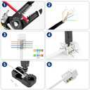 2 x Cat6 Keystone Jacks 12-Pack, RJ45 Keystone Jack 90 Degree Punch Down, Ethernet Jack for Cat6, Cat5e, Cat5 Cabling, Slim Profile in White