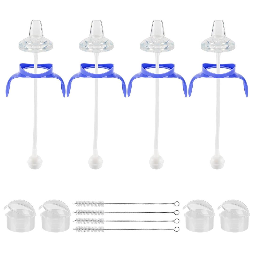 Sippy Cup Conversion Kit for Lansinoh Baby Bottles,Sippy Cup Transition Kit with Weighted Straw, Soft Sippy Nipples and Handles for Toddler, 4 Pack,6m+