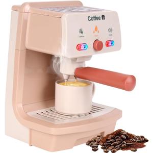 Kids Coffee Maker with Coffee Cups Toy Coffee Maker for Kids Kitchen Playset Gifts Set Toddler Coffee Playset with Lights and Sound Play Coffee Maker Set for Kids Tea Playset