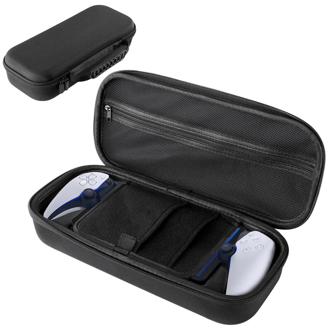 CoBak Hard Carrying Shell Case for PlayStation Portal Remote Player -with Screen Protective Cover, Accessories Storage Bag & Hard Shell for Ultimate Protection. (Black)