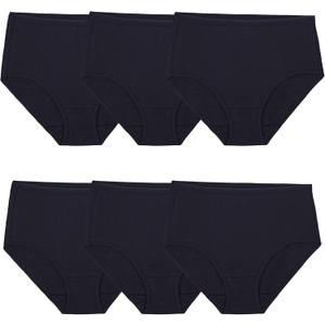 Fruit of the Loom Women's Black Cotton Brief (6, 6 Pack - Black)
