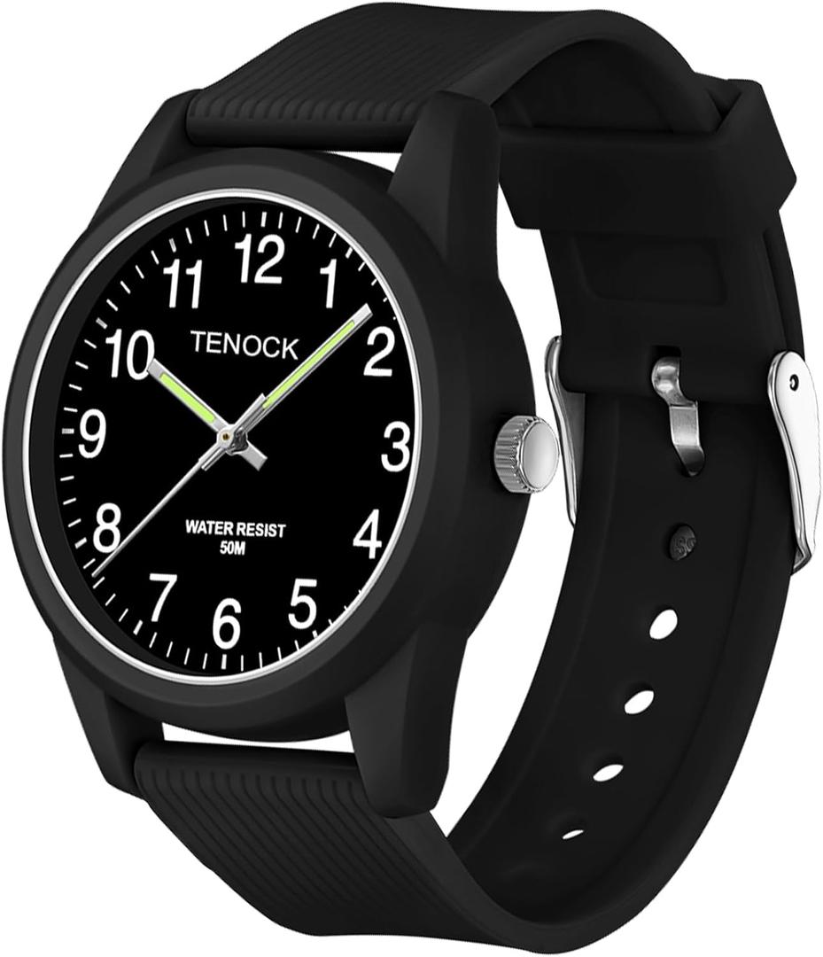Kids Analog Watches for Girls Boys Watches with Soft Band Learning Time 50M Waterproof Children Watch Easy to Read for Ages 4-12 Kids Gift (Black)