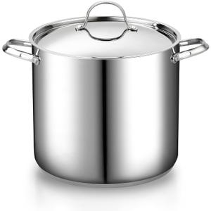 Cooks Standard 18/10 Stainless Steel Stockpot 16-Quart, Classic Deep Cooking Pot Canning Cookware with Stainless Steel Lid, Silver