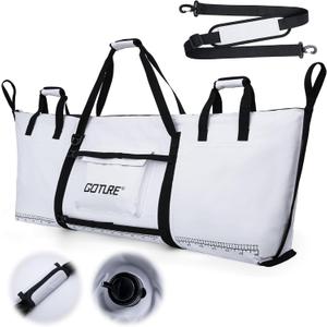 Goture Insulated Fish Cooler Bag, 500D PVC Leakproof Fishing Kill Bag, Portable Waterproof Fish Bags with Carry Handle and Strap, Large Fishing Cooler Bags with Drain Plug, 59.84x 20.08x 9.06