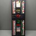 LaRibbons Christmas Wrapping Paper Sets, Reindeer & Santa & Candy Cane Stripes Design with Ribbons & Gift Tags & Metallic Pom Pom for Christmas, Holiday, 30Inch  10Feet 4 Rolls: 100 Sq.Ft.Ttl