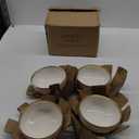 Cereal Bowl Set of 4, Ceramic Cereal Bowls for Kitchen, 6 Inch Deep Soup Bowls Set, White Bowl Set with Gold Trim, Serving Bowls Set for Salad, Pasta, Oatmeal, Fruits, Decorative Bowls(28oz)