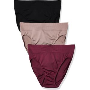 Warner's Women's Allover Breathable Hi-Cut Panty (XX-Large, Amaranth / Mink / Black)