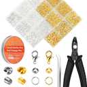 1950 Pcs Jewelry Making Cord End Kit,Crimp Tube Beads with Organizer Box,Includes Crimp Beads, Cover, Lobster Clasp,Jump Ring,Wire Guardians,Crimping Pliers & Beading Wire for Bracelets Necklace