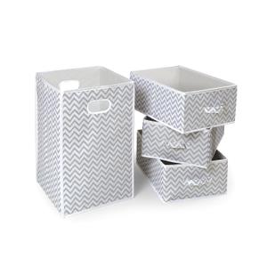 Badger Basket Nursery Folding Hamper Set - Includes Hamper and 3 Storage Baskets, Lightweight Organizer for Laundry, Toys, and Essentials - No-Tool Assembly - Gray Chevron