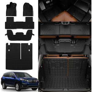 Rongtaod Floor Mats Compatible with 2023 2024 2025 Honda Pilot Trunk Liner Cargo Liner Cargo Mat Back Seat Cover Protector Pilot Accessories (Trunk Mat with Backrest Mat+Floor Mats)